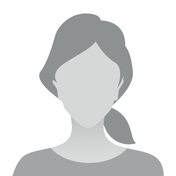 The image displays a simplified, stylized icon of a human figure resembling a woman with a side profile view, featuring a silhouette of a head with hair, a neck, shoulders, and an arm with a hand.